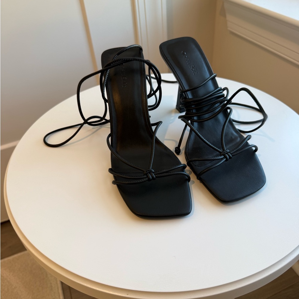 Chic Black Lace-Up Heels by Open Edit - Picture 5 of 8